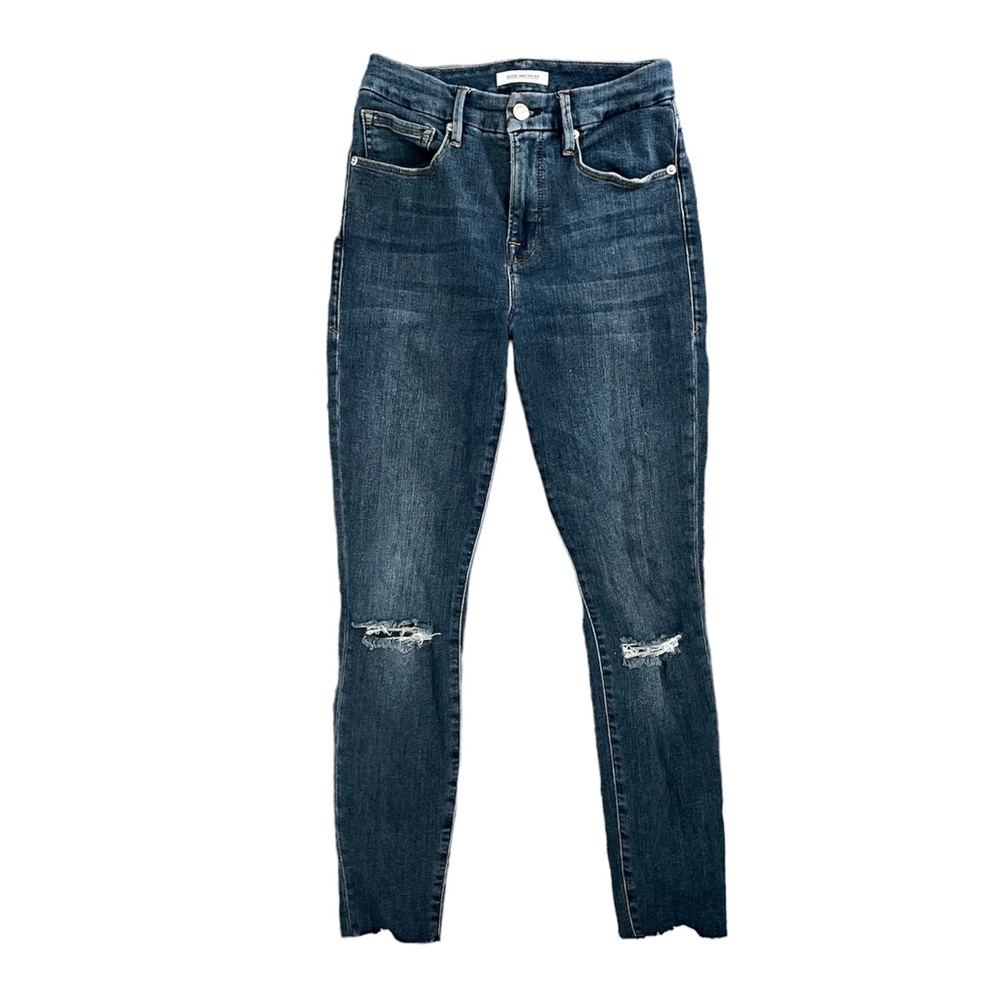 GOOD AMERICAN good legs skinny raw hem distressed size 2